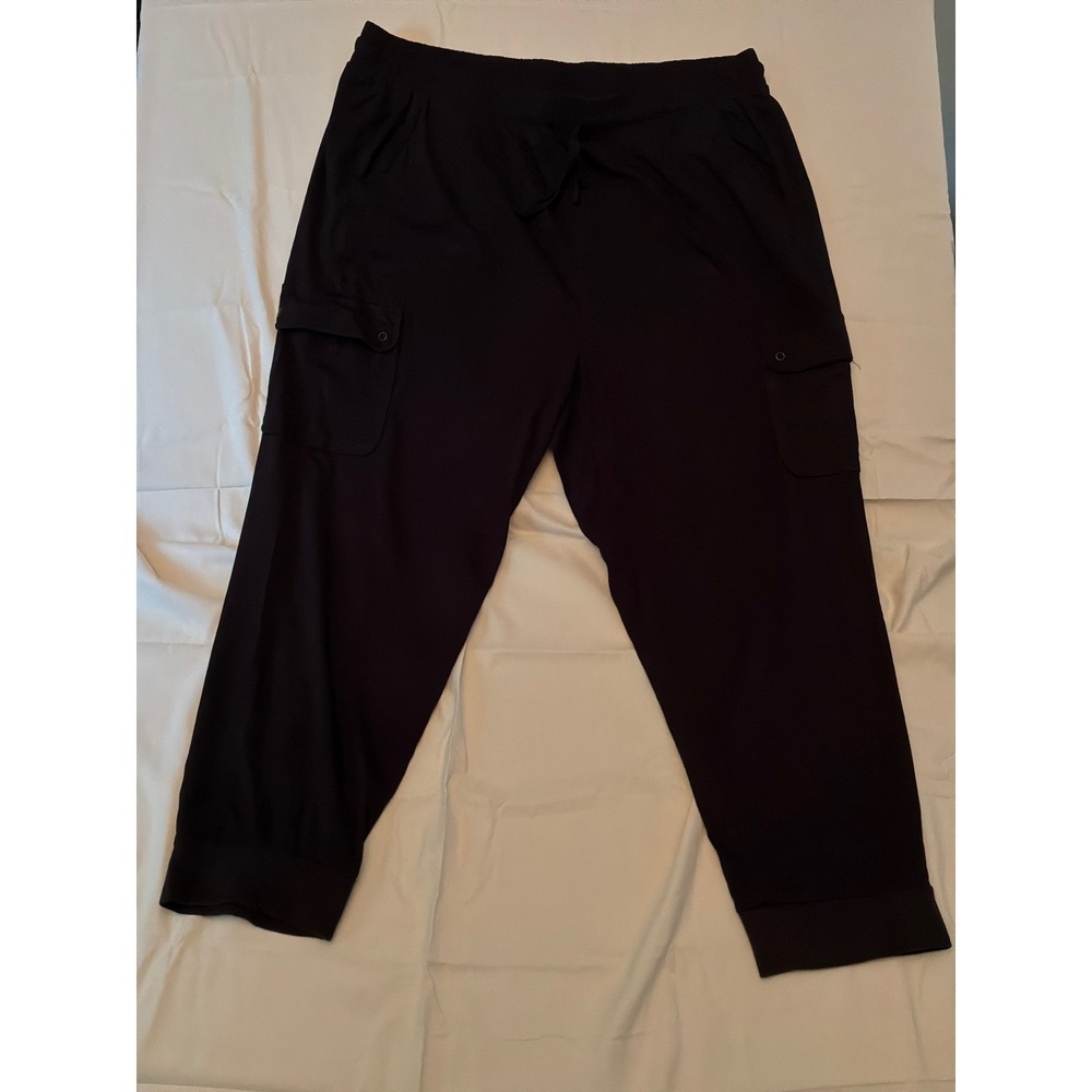 Torrid Cargo Jogger Pants Women 3X Black Tapered Rayon Blend Pocket Gorpcore - Picture 2 of 8
